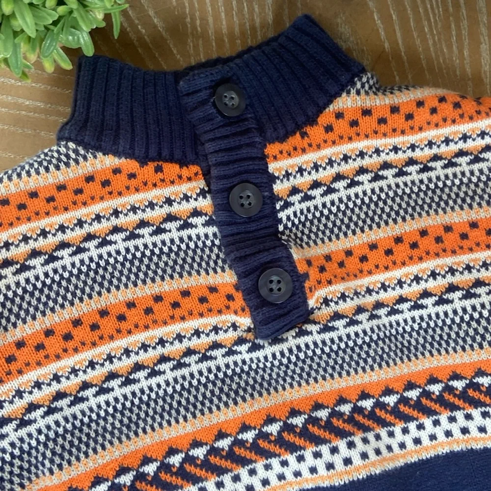 Little Boys Gymboree Fair Isle Fall Harvest Thanksgiving Shawl Neck Sweater